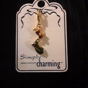 GOLD CHRISTMAS GOLF HANGING CHARM